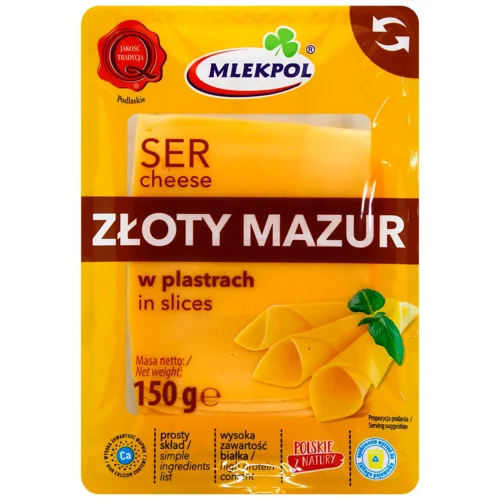 Сир Злотий Мазур нарізаний 150г TM MLEKPOL