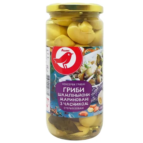 Шампіньйони Ашан мариновані з часником 420г