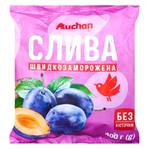 Слива Auchan без кісточки швидкозаморожена 400г