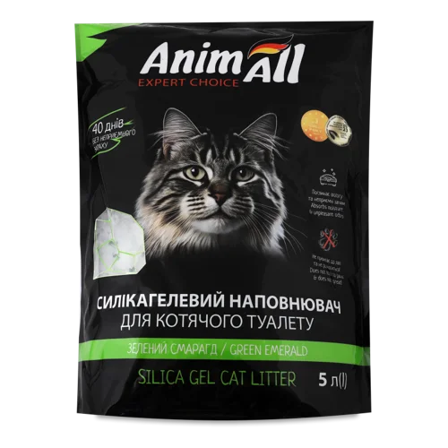 Наповнювач Для Котячого Туалету Силікагелевий Зелений Смарагд AnimAll, 5л
