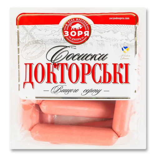 Сосиски Докторські Вищого Ґатунку Зоря Дніпра, кг