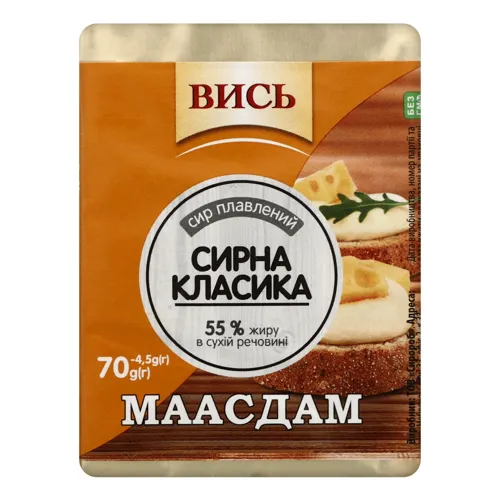 Сир плавлений 55% Маасдам Вись м/у 70г