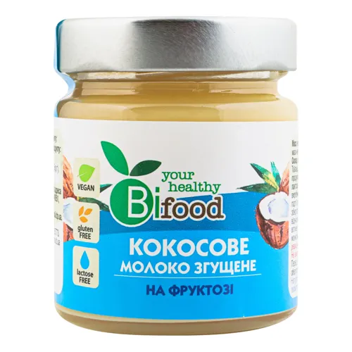 Молоко згущене кокосове на фруктозі Bi food с/б 240г