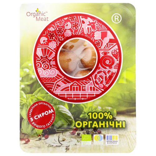 Сардельки Organic Meat з сиром органічні вищий сорт 320г