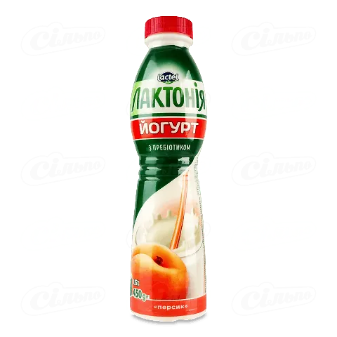 Йогурт кефірний «Лактонія» Персик з пребіотиком 1,5%, 450г