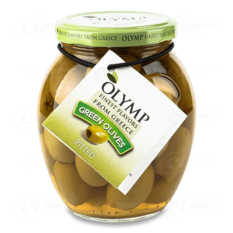 Оливки Olymp грецькі зелені без кісточки, 360г