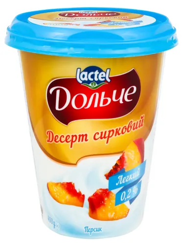 Десерт сирковий 0.2% Персик Дольче ст 400г