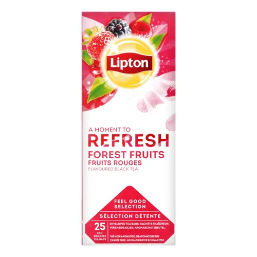 Чай чорний байховий зі шматочками ягід в пакетиках Forests Fruit Lipton к/у 25х1.6г