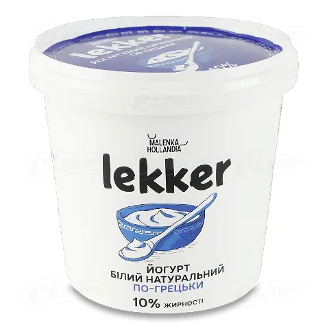 Йогурт Lekker По-грецьки білий натуральний 10% відр, 1кг