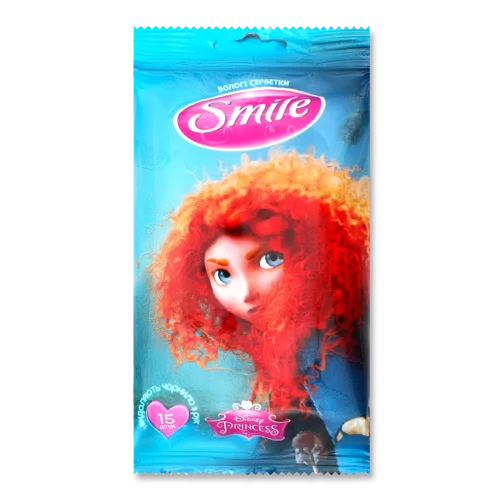 Вологі Серветки Принцеси Smile 15шт, з/б