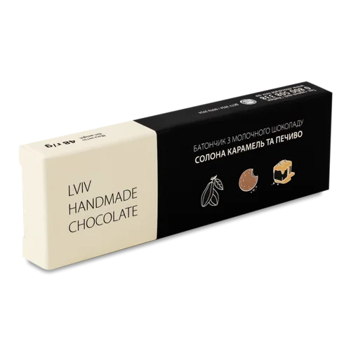 Батончик З Молочного Шоколаду З Солоною Карамеллю Та Печивом, Львів Handmade Chocolate, к/у, 48г