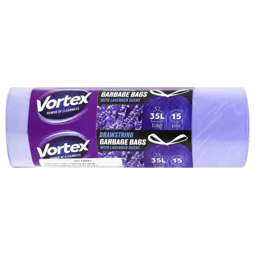 Пакети для сміття Vortex з ароматом лаванди із затяжками 35л 15шт