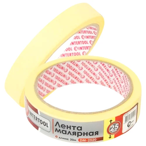 Стрічка InterTool малярна жовта 25мм 20м DM-2520