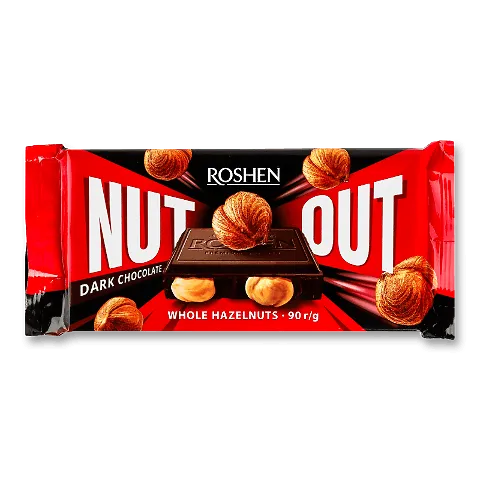 Шоколад чорний Roshen Nut Out Whole Hazelnuts, 90г