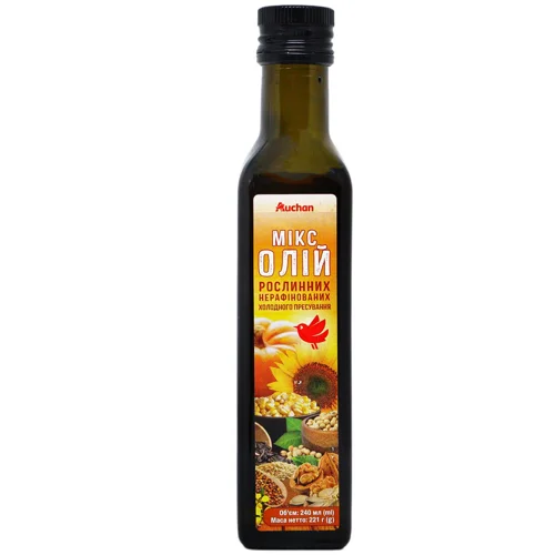 Мікс олій Auchan нерафінованих холодного пресування 240мл
