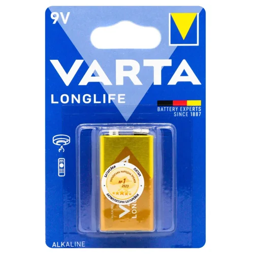 Батарейка VARTA Longlife Alkaline 6LR61 BLI 1шт