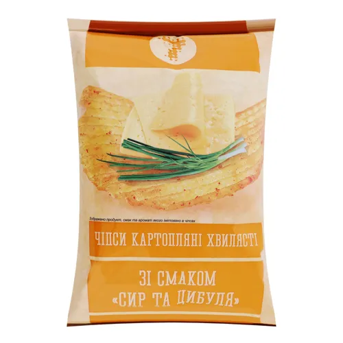 Чіпси Семерка 110г хвилясті зі смаком сира з цибулею