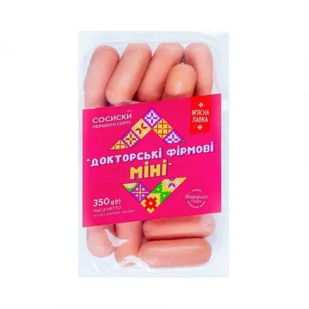Сосиски 350г М’ясна лавка/Своя лінія Докторські фірмові міні вар газ/упак