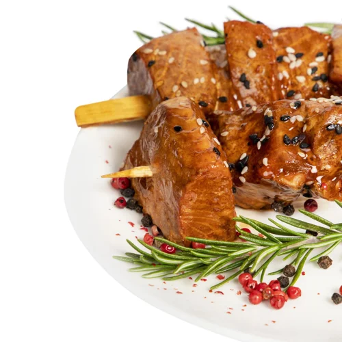 Лосось шматочки гарячого копчення в соусі унагі