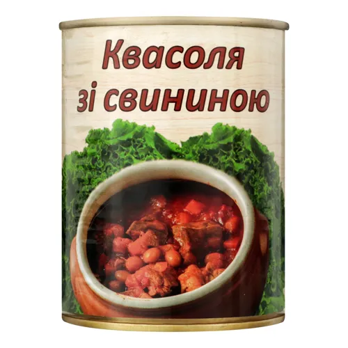 Квасоля зі свининою L'appetit з залізній банці 350г