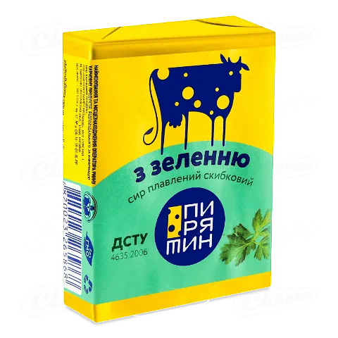Сир плавлений Пирятин з зеленню 55%, 70г