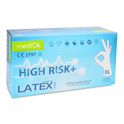 Рукавички Латекс Ambulance Hight Risk, Вищий ґатунок, XL, 50 шт/уп