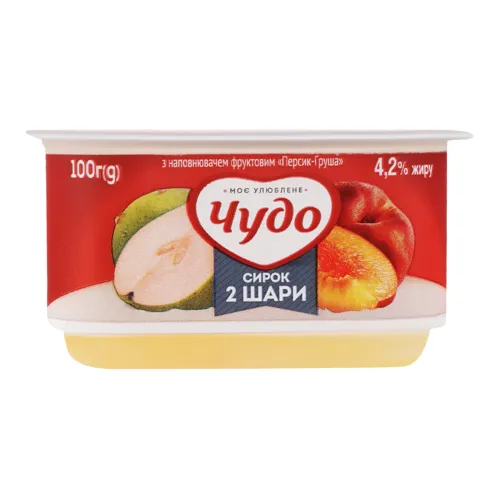 Сирок Чудо з наповнювачем Персик-груша 4,2% 100г х24