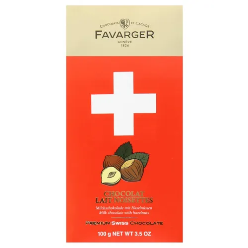 Шоколад молочний Favarger Premium Swiss Chocolate з карамеллю та фундуком 100г
