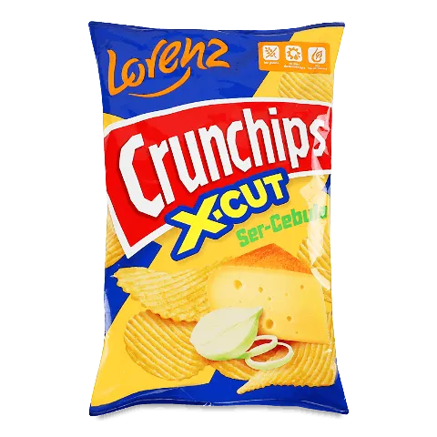Чіпси Lorenz X-Cut Crunchips зі смаком сиру-цибулі, 140г