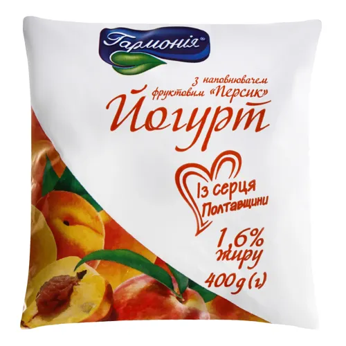 Йогурт 1.6% Персик Гармонія м/у 400г