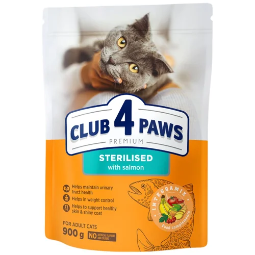 Корм сухий Club 4 Paws Premium з лососем для стерилізованих котів 900г