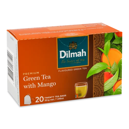 Зелений Чай Дрібний Зі Смаком Манго Вищого Ґатунку, к/у 20х1.5г