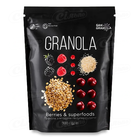 Гранола San Granola з ягодами та суперфудами, 300г