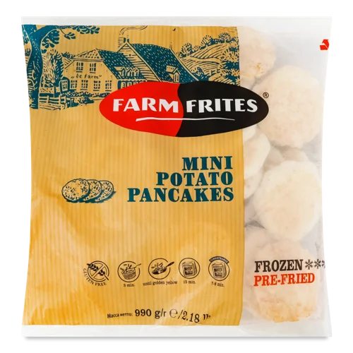 Деруни Заморожені Обсмажені Міні Картопляні Farm Frites В/ґ, 990 г