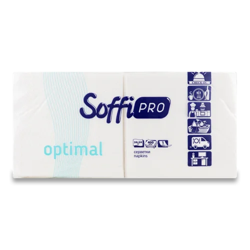 Паперові Серветки Одношарові Optimal SoffiPro 24х24см, 400шт