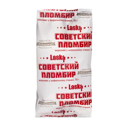 Морожене Вищого Ґатунку Пломбір У Вафельному Стаканчику Ласка, 60г