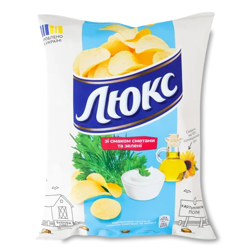 Чипси Картопляні З Смаком Сметани Та Зелені Люкс, В/ґ, 105г