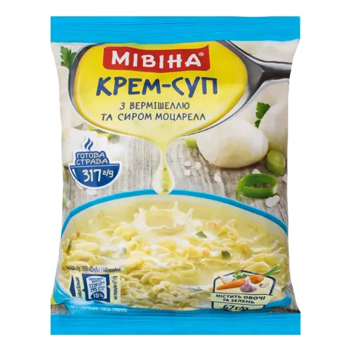 Крем-суп швидкого приготування з вермішеллю та сиром Моцарела Мівіна м/у 67г
