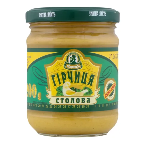 Гірчиця Столова Жирновъ в скляній банці 200г