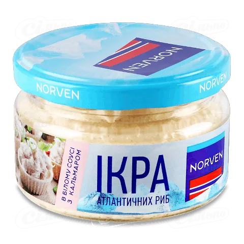 Ікра Norven атлантичних риб в білому соусі з кальмаром 160г