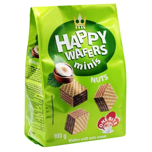Вафлі Flis Happy Wafers з начинкою лісові горіхи 100г