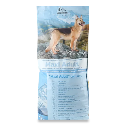 Корм Для Собак Великих Порід В/ґ, Вага 12 кг, Maxi Adult Carpathian Pet Food, 12 кг