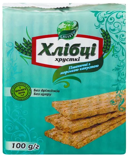 Хлібці пшеничні з морською капустою Galleti м/у 100г