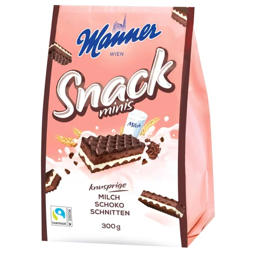 Вафлі Manner молочно шоколадний крем 300г
