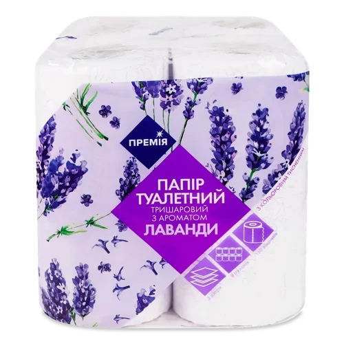 Папір туалетний «Премія» з ароматом лаванди 3-шаровий, 8шт