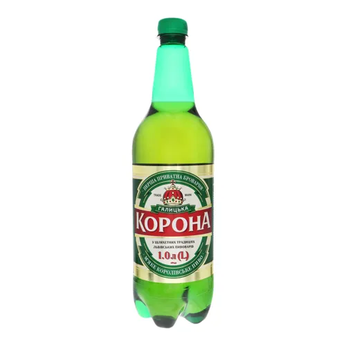 Пиво 1л 4.6% світле фільтроване пастеризоване Галицька корона пл