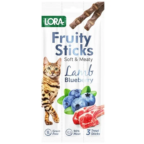 Ласощі для котів Lora Fruity Sticks з ягням та чорницею для дорослих котів 5г*3шт