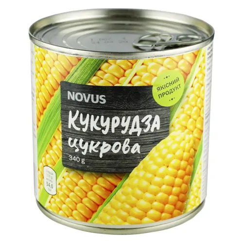 Кукурудза Novus цукрова стерилізована консервована 340г