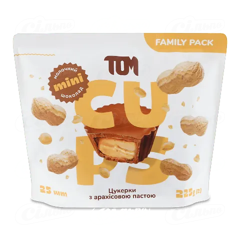 Цукерки TOM з арахісовою пастою шоколадні, 225г