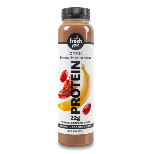 Напій Кокосовий Пастеризований З Фініком, Бананом, Чіа, Банан-Фінік-Какао, Смузі Protein Fresh Me п/пл 330мл